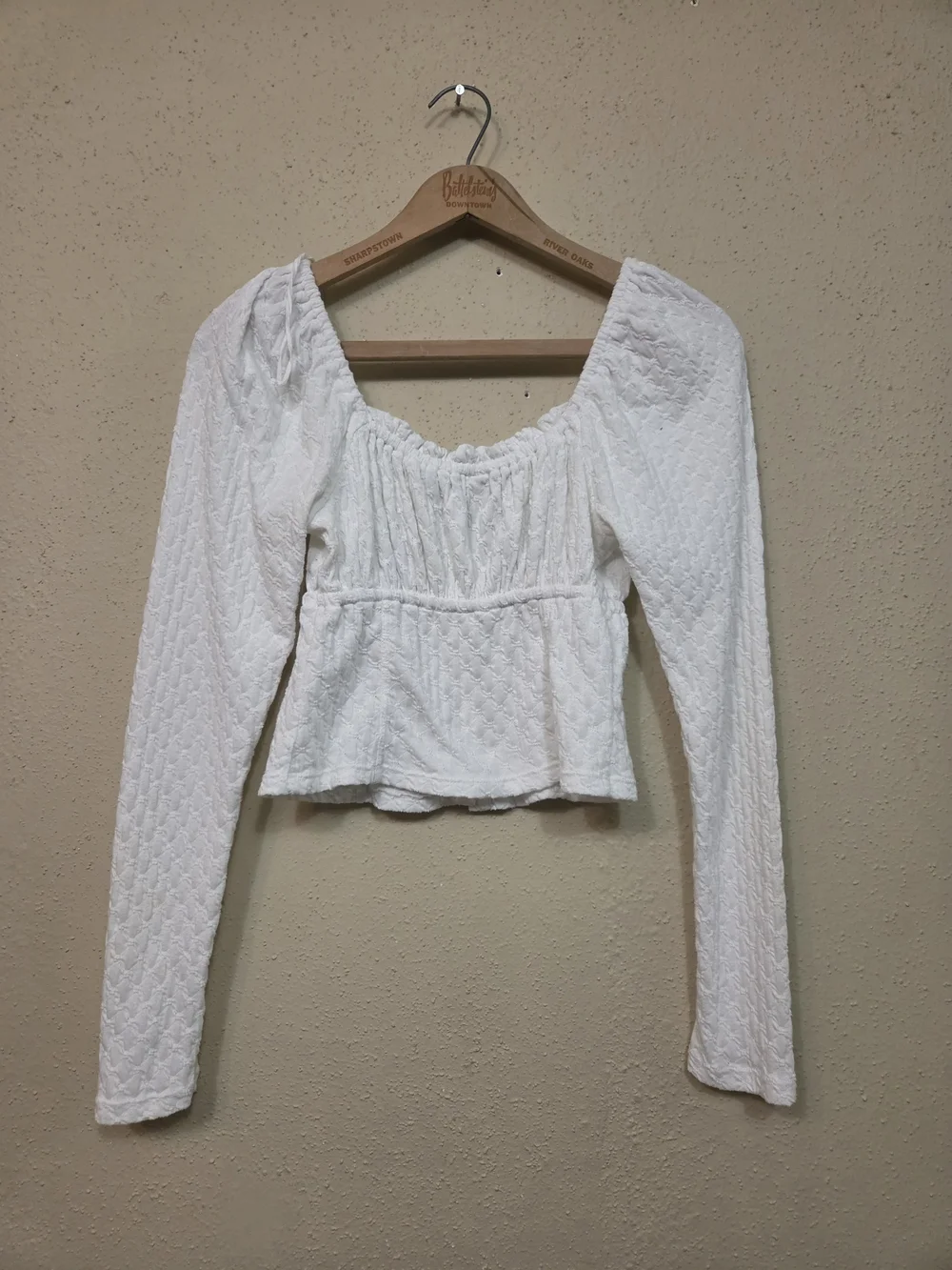 Free People Top Womens Small L9ng Sleeve White